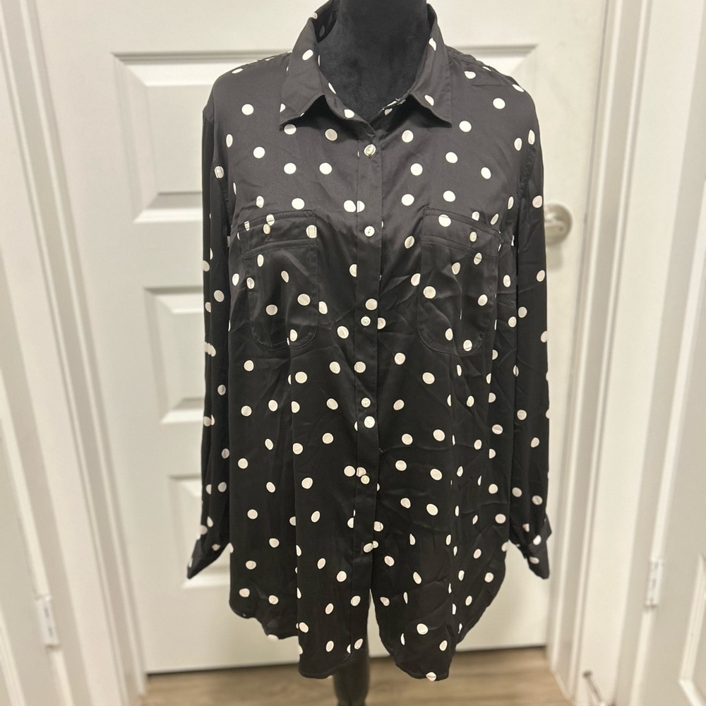 Chaps Black Polka Dot Blouse